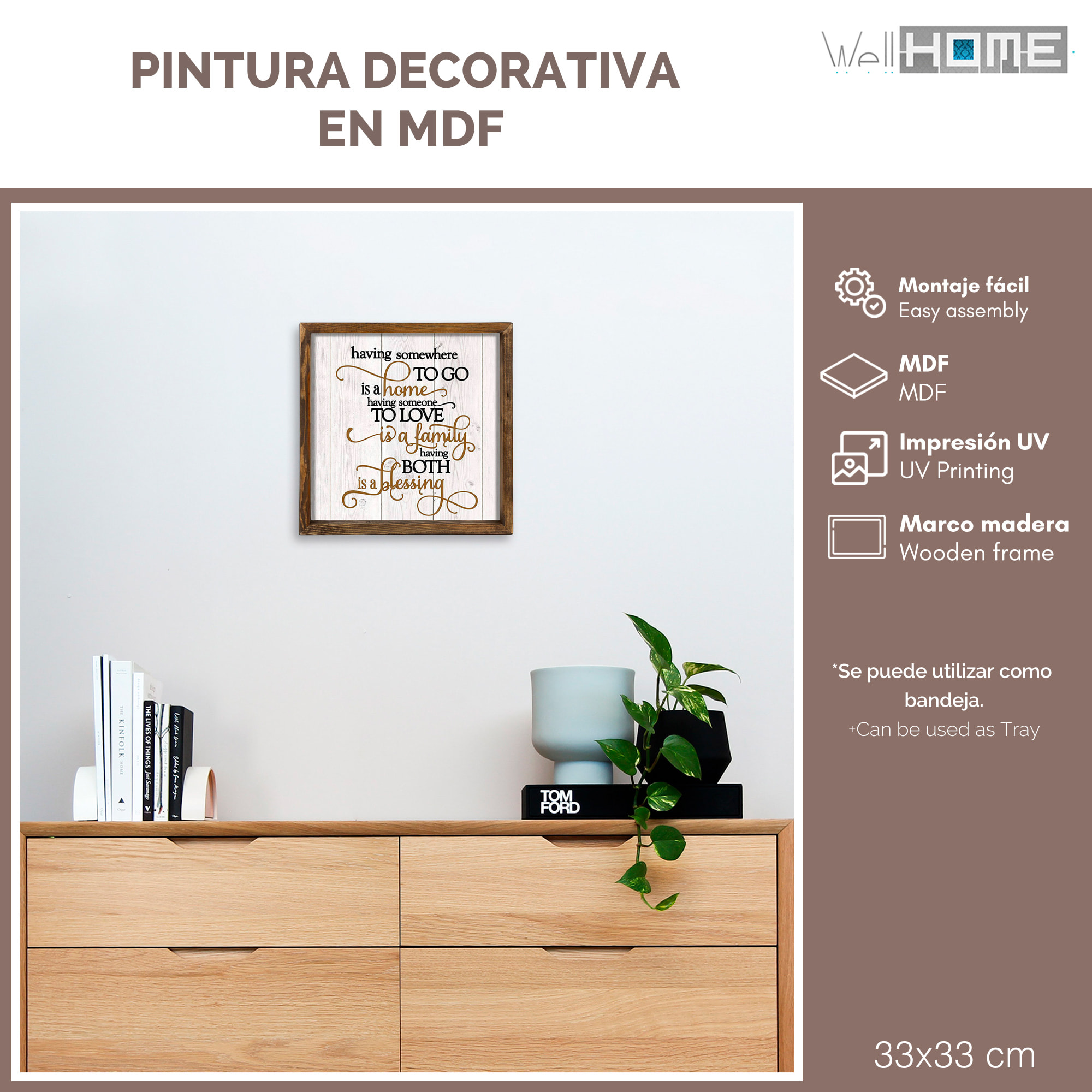 Pintura decorativa en MDF enmarcado. WELL HOME