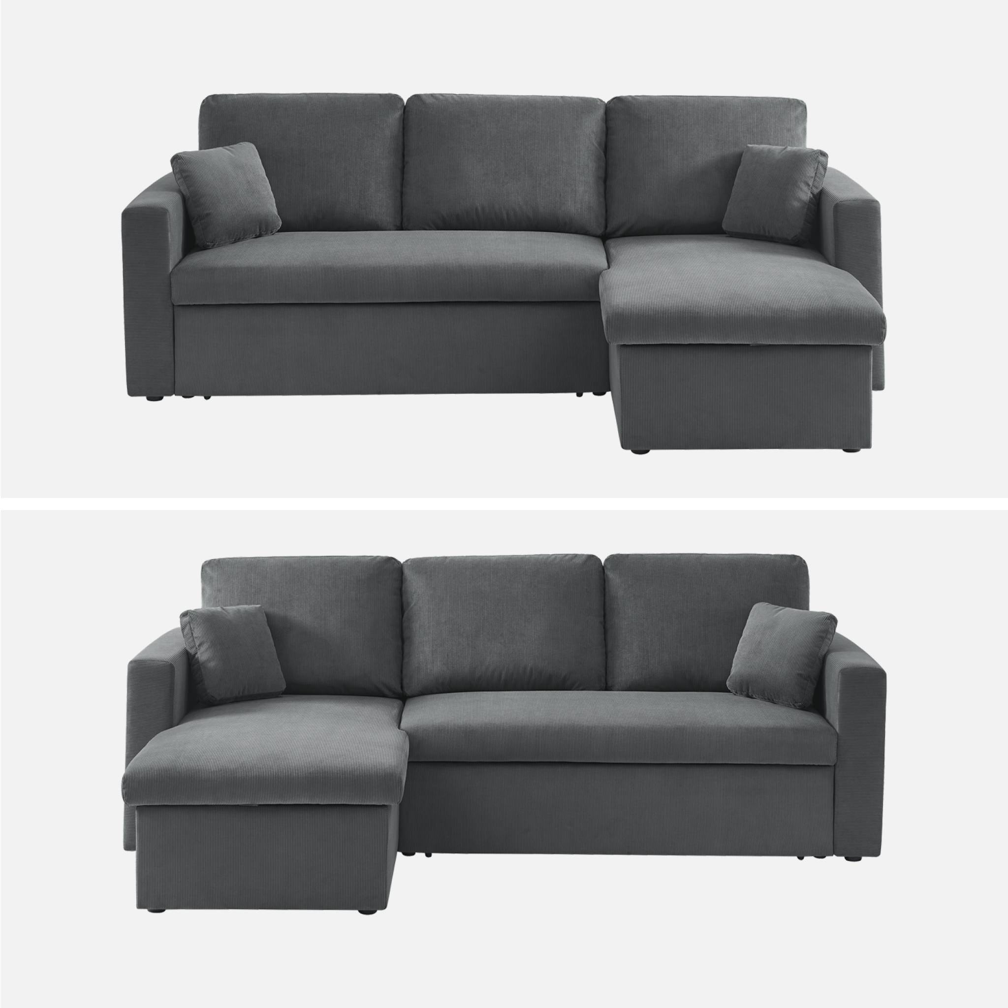 Canapé d'angle convertible réversible 3 places velours côtelé IDA