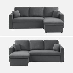 Canapé d'angle convertible réversible 3 places velours côtelé IDA