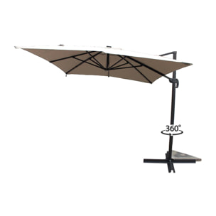 Parasol  ecru droit rectangle 3,95 x 2,95 m rotatif à 360 led VALIANO
