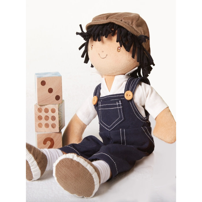 Joe 35 cm Salopette Blu e Cappello Grigio