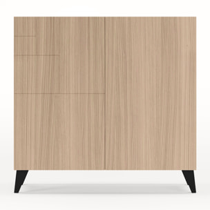 Zapatero Bergen melamina nogal claro patas negro 87x90x27 cm