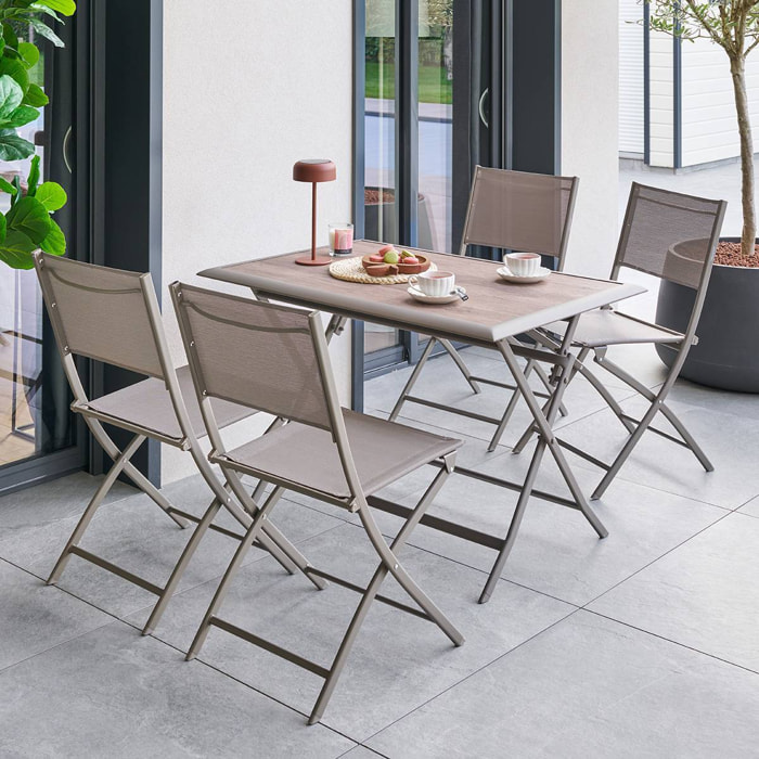 Table de jardin 4 places Azua pliable café 110x71cm