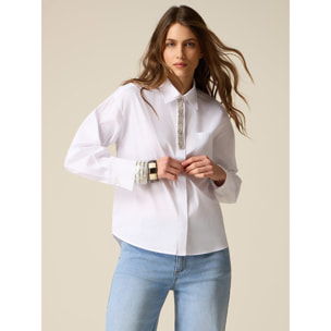 Oltre - Camisa de popelina con bordado de joya - Blanco