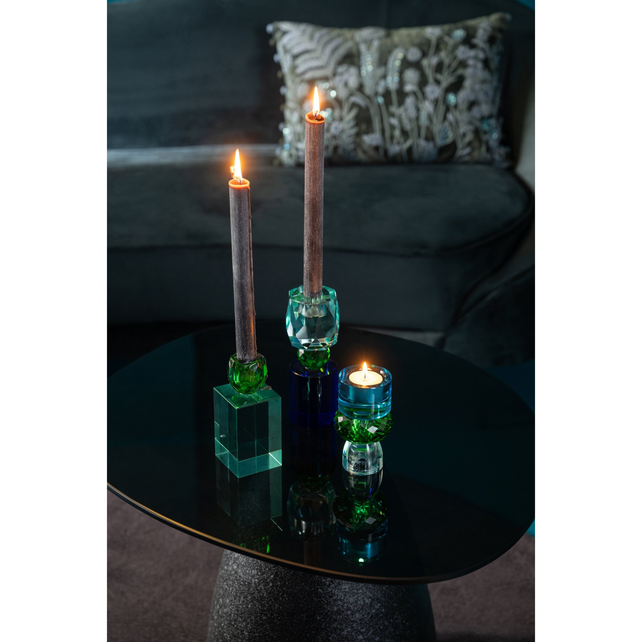 J-Line Chandelier - verre - bleu/vert