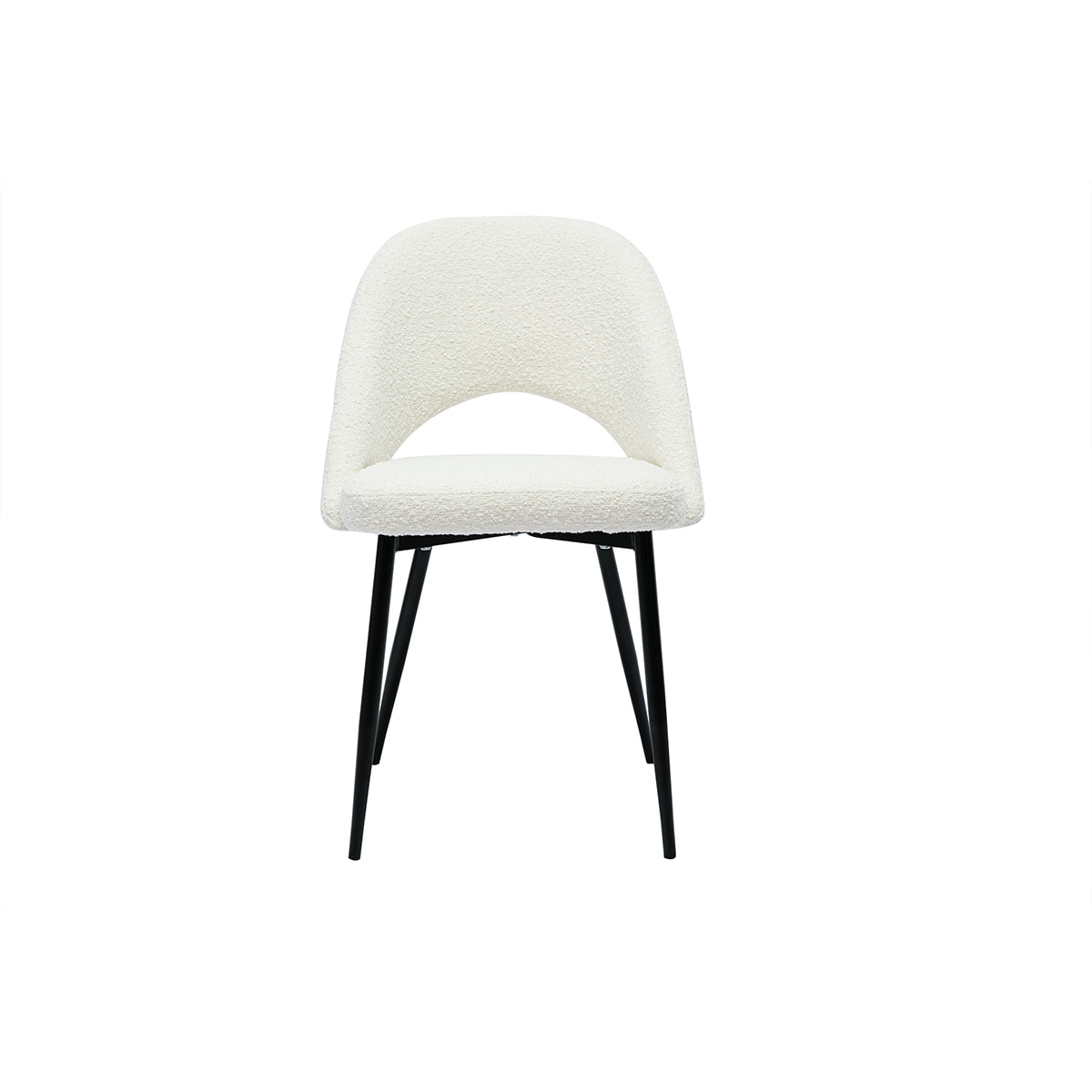 Chaises design en tissu effet laine bouclée blanc et métal noir (lot de 2) COSETTE