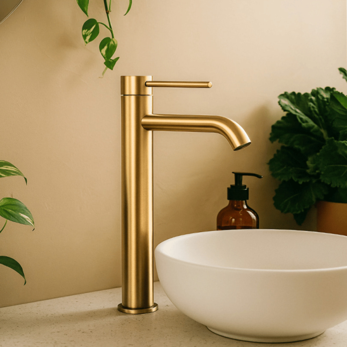 Mitigeur lavabo bec haut PAINI Ortence laiton brossé