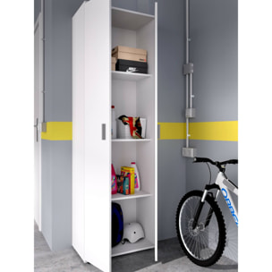 Armadio multiuso Serro, Mobile multifunzione portascarpe, Guardaroba a 2 ante, 61x35h190 cm, Bianco