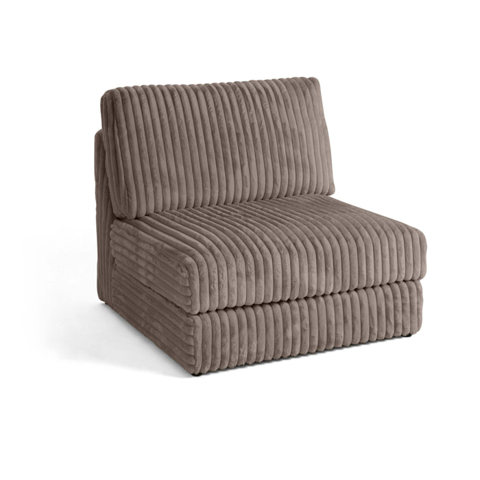 Jasper - module d'assise sans accoudoirs - en fausse fourrure côtelée - Taupe