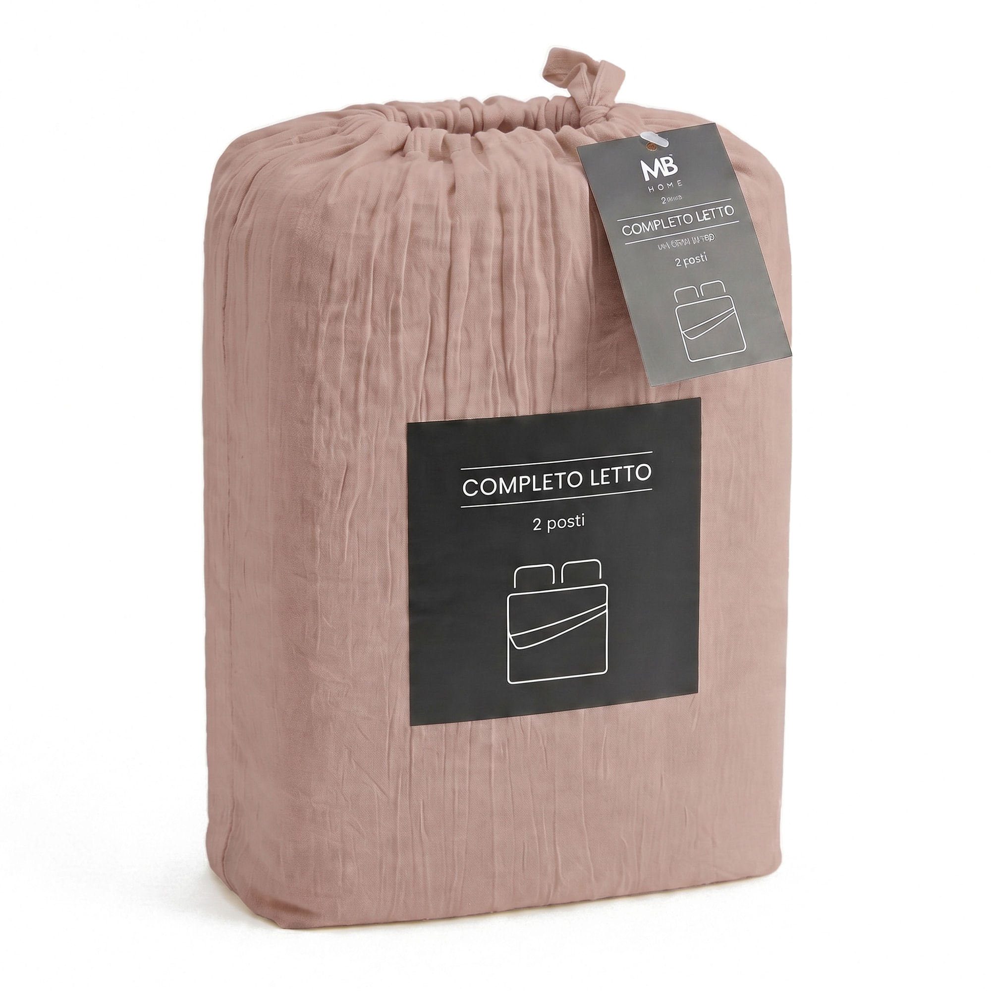 COMPLETO LETTO WATER WASHED, 100% Microfibra, No Stiro - ROSA ANTICO