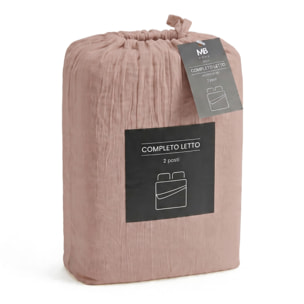 COMPLETO LETTO WATER WASHED, 100% Microfibra, No Stiro - ROSA ANTICO