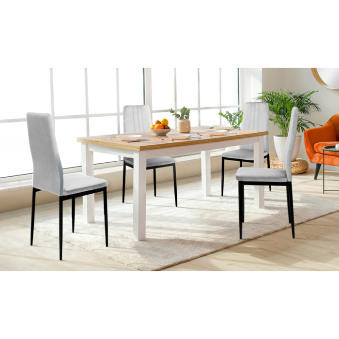 Chaises Jade en velours et pieds noirs - Gris Clair