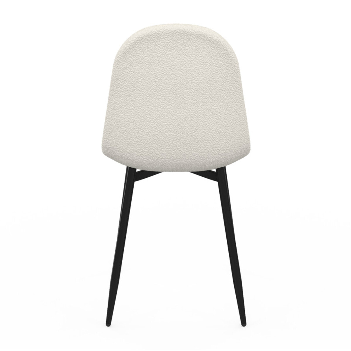 Chaises Sofia en bouclette blanche et pieds métal noirs - lot de 4