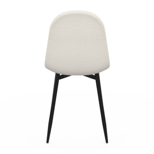 Chaises Sofia en bouclette blanche et pieds métal noirs - lot de 4