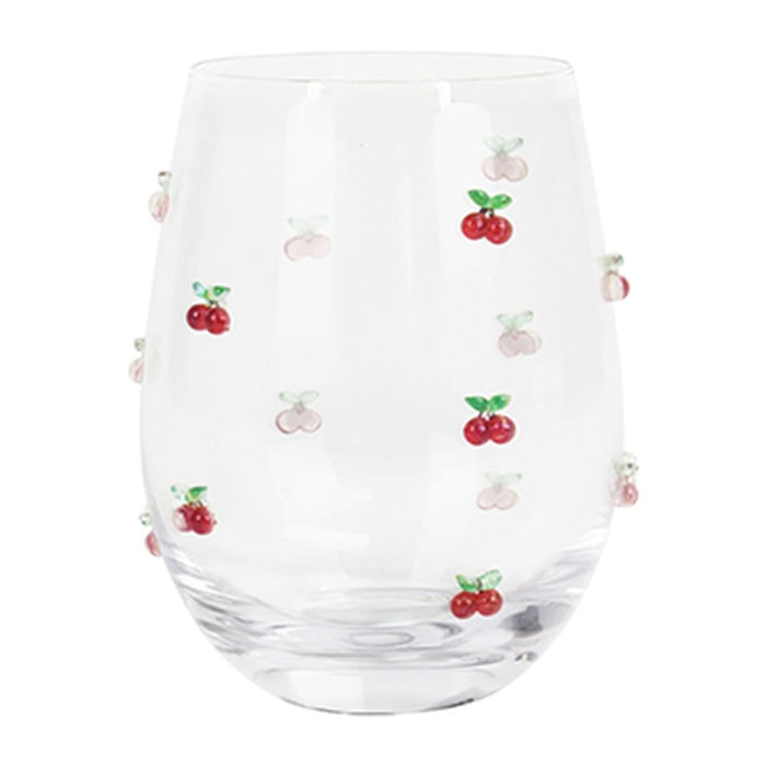Lot de 4 verres à eau 27cl à motif cerise CERISE