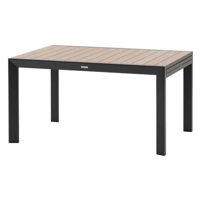 Table de jardin extensible coulissante "Évasion" effet bois honey & graphite 10 places lates en aluminium