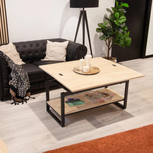 Mesa de centro elevable y extensible en negro y roble 46-91x48,3-57,6 Rens Negro - Roble