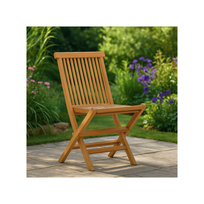 Chaise de jardin pliante en bois de teck massif huilé - TECKIA