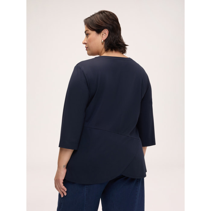 Fiorella Rubino - T-shirt in jersey con dettaglio a portafoglio - Blu