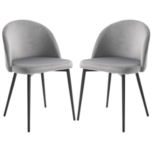 Set 2 Sillas de Comedor de Esponja y Madera 49x50x77 cm Gris