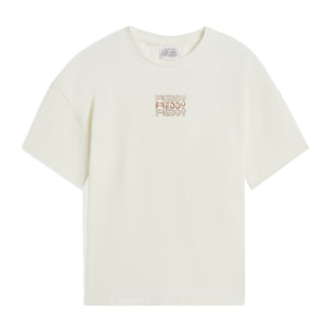 T-shirt da bambina oversize con logo specchiato