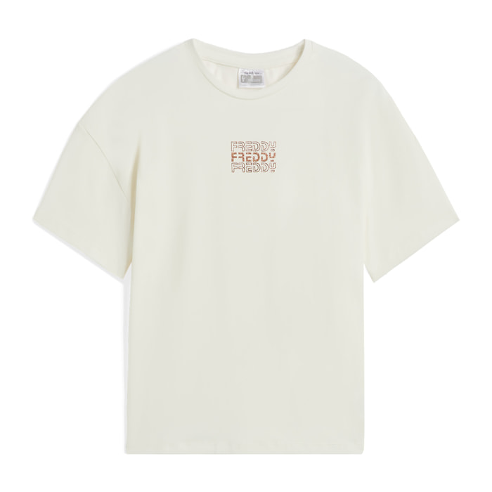 T-shirt da bambina oversize con logo specchiato
