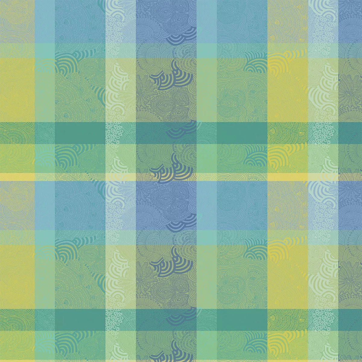 Nappe pur coton motif jacquard bleu Mille rainures atoll