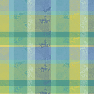 Nappe pur coton motif jacquard bleu Mille rainures atoll