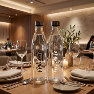 Set 6 bottiglie in vetro da 1 litro con tappo in acciaio inox, bottiglie per acqua naturale e frizzante, resistenti e riutilizzabili, design elegante per tavola e frigorifero, facili da pulire, ideali per casa ristorante e ufficio