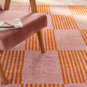GROOVY - Tapis rétro coloré style seventies - Confortable et moelleux - Orange