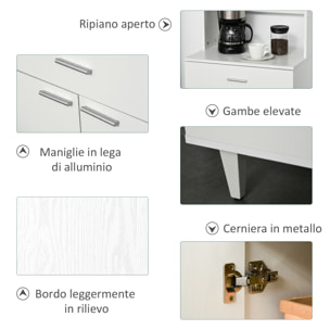 HOMCOM Credenza Alta da Cucina Madia Classica Bianca in Legno