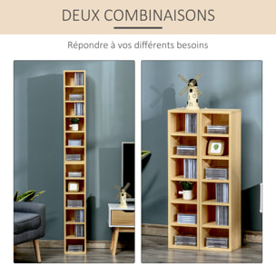 Lot de 2 étagères colonnes range-CD/DVD 21L x 19l x 88H cm