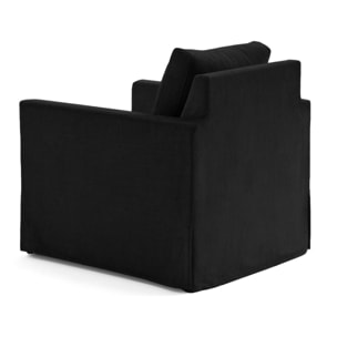 Serena - fauteuil déhoussable en velours - Noir