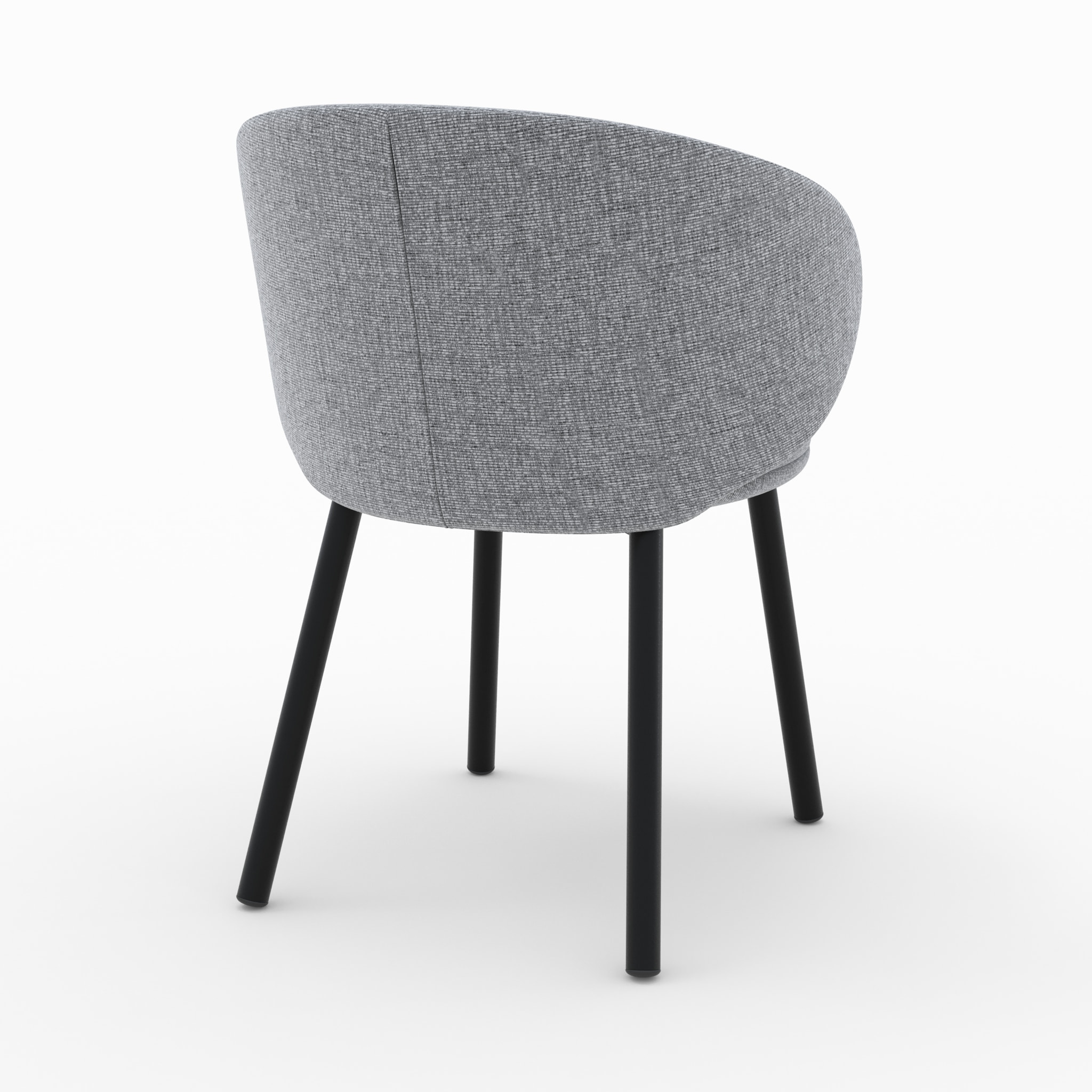 Lot de 2 chaises en tissu gris foncé chiné et pieds noirs - Cécilia