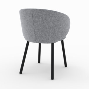 Lot de 2 chaises en tissu gris foncé chiné et pieds noirs - Cécilia