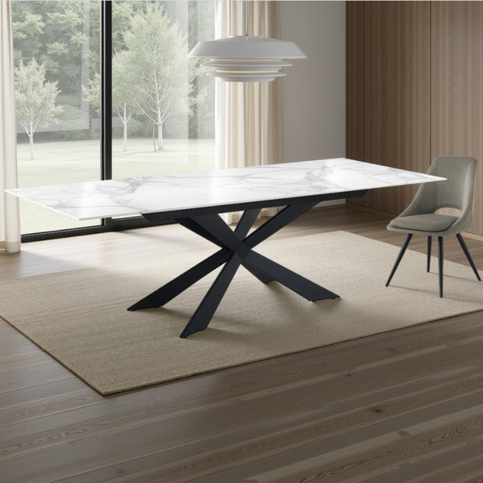 Tomasucci MELVIN EVO 160 MARBRE BLANC - Table extensible NOIRE