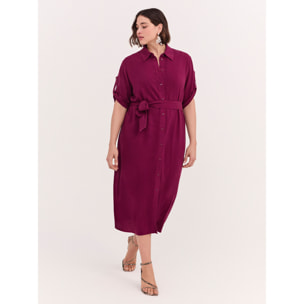 Fiorella Rubino - Vestido camisero POWER en viscosa - Burgundy