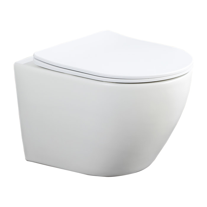 Inodoro suspendido | WC de ceramica | Blanco Mate |WC con Tapa amortiguada | Salida a pared | Sistema rimless | Alday