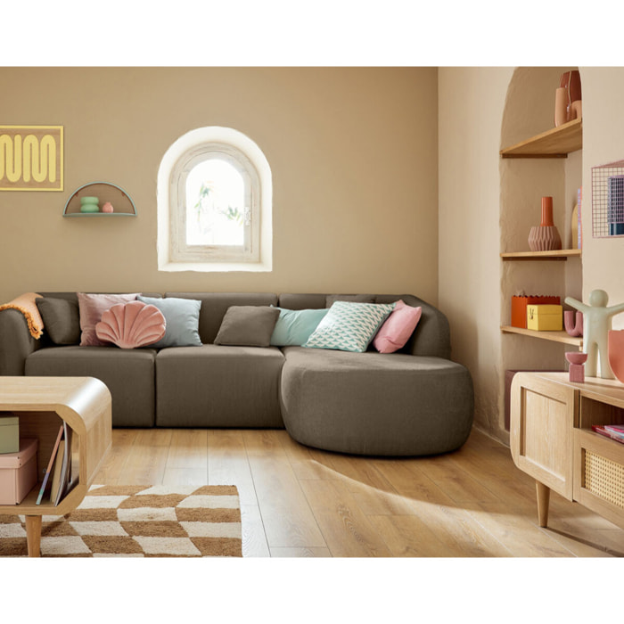 Ikare - module d'assise méridienne droit - en tissu - Taupe