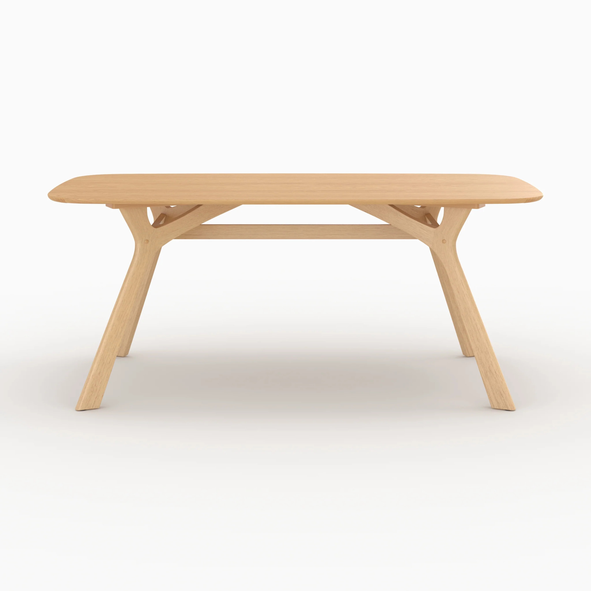 Table rectangulaire 6 places en bois d'hévéa massif et placage 180 cm - Paula