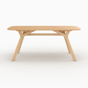 Table rectangulaire 6 places en bois d'hévéa massif et placage 180 cm - Paula