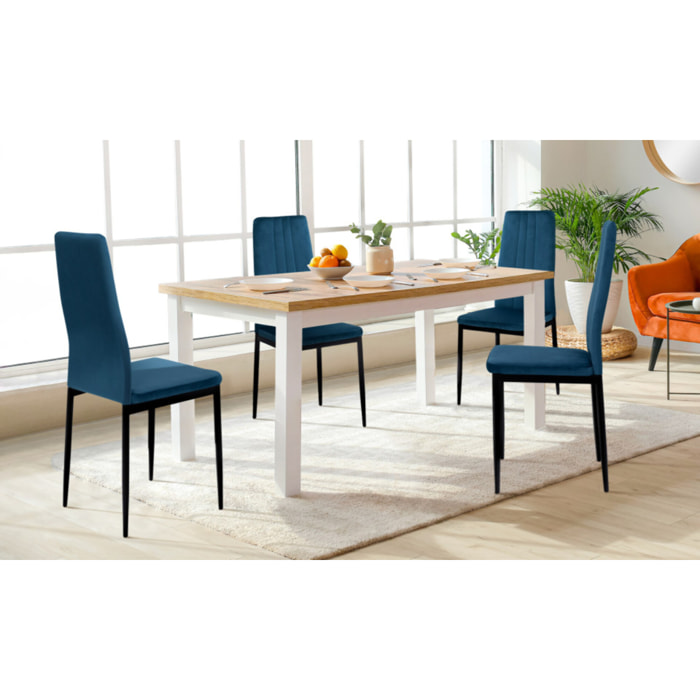 Chaises Jade en velours et pieds noirs - Bleu