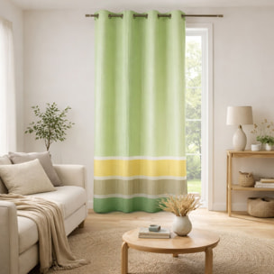 Voilage satiné rayures horizontales - Vert tilleul