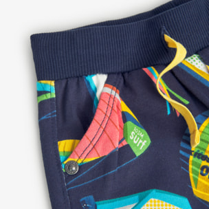 Bermudas estampadas bebÃ© niÃ±o, felpa, azul marino, 308090