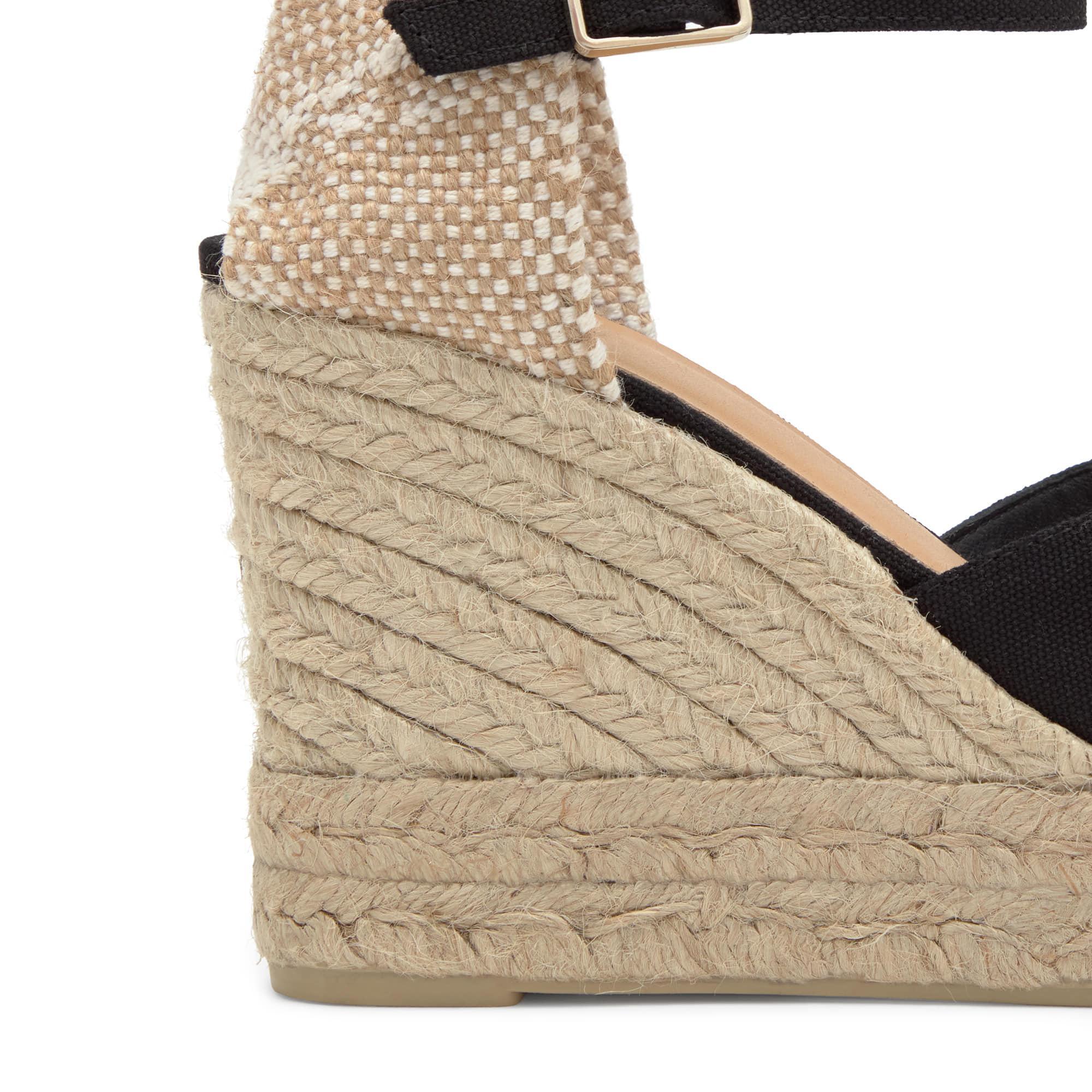 Sandalias de cuña de mujer Bianca estilo peep-toe en algodón orgánico