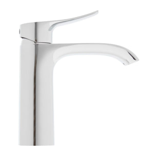 set mitigeur lavabo avec bec cascade + mitigeur cuisine, douchette extractible et bras pivotant, chrome (SATINFBSDBS271)