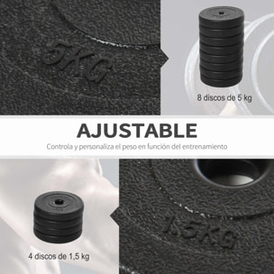 Juego de Mancuernas Ajustables Juego de Pesas y Mancuernas 8x5 kg 4x1,5 kg y 2 Barras Total 50 kg para Ejercicio Entrenamiento en Casa Gimnasio Oficina Negro