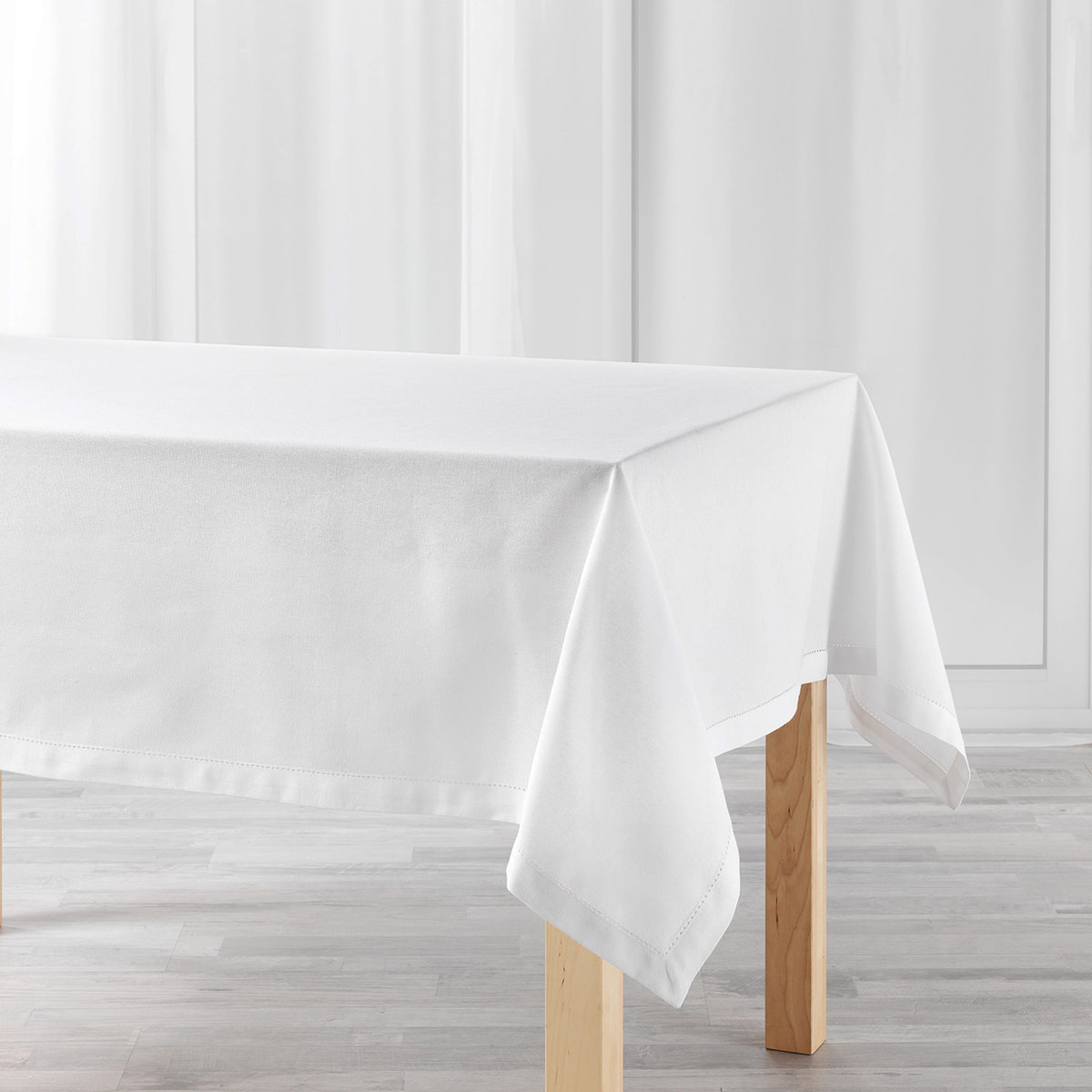 Nappe rectangulaire en coton uni - Blanc