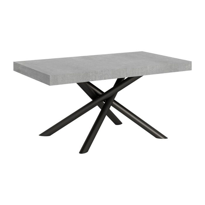 Table extensible 90x160/264 cm Famas Gris Béton cadre Anthracite