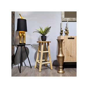 Tabouret de bar rond artisanal 65 cm de haut en bois de teck - MUFASA